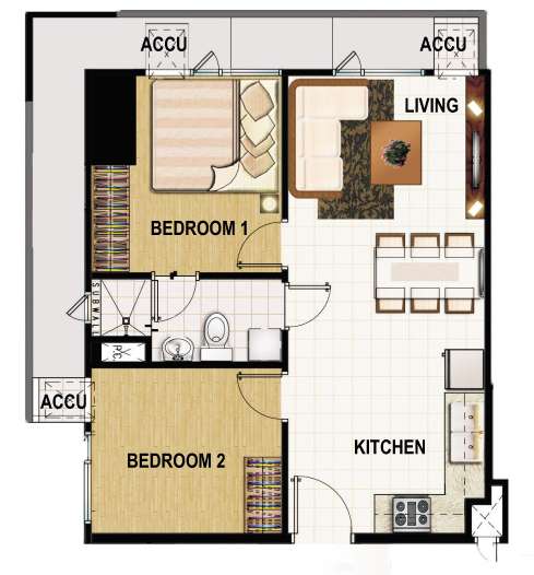 princeton residences 2 bedroom corner unit 47sqm