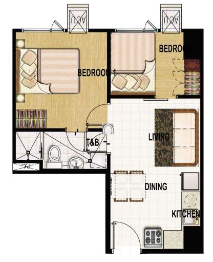 princeton residences 2 bedroom suite unit 39sqm